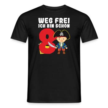 8.Geburtstag Pirat Piraten Party Geschenk - Männer T-Shirt - Schwarz - Vorne - AI Model Male 178 light (178cm)
