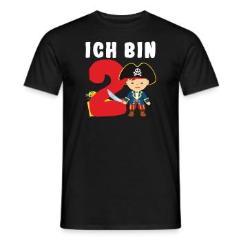 2.Geburtstag Pirat Piraten Geschenk - Männer T-Shirt - Schwarz - Vorne - AI Model Male 178 light (178cm)