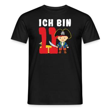 11.Geburtstag Pirat Piraten Geschenk - Männer T-Shirt - Schwarz - Vorne - AI Model Male 178 light (178cm)