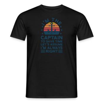 Captain Captains Boating Gift - Men's T-Shirt - black - Front - AI Model Male 178 light (178cm)