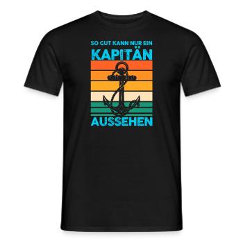 Kapitän Boot Bootfahrer Geschenk - Männer T-Shirt - Schwarz - Vorne - AI Model Male 178 light (178cm)