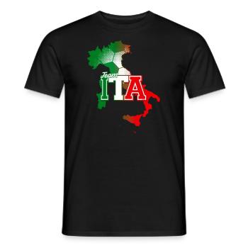 Team ITA Map Italy with Ball Pattern - Men's T-Shirt - black - Front - AI Model Male 178 light (178cm)