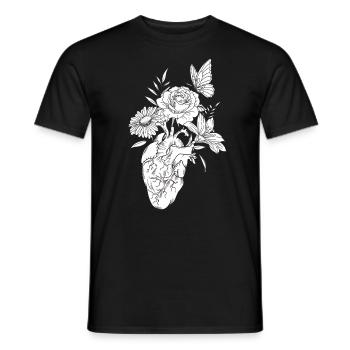 Blumenherz - Männer T-Shirt - Schwarz - Vorne - AI Model Male 178 light (178cm)