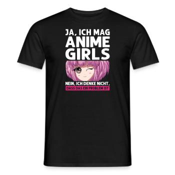 Otaku Japan Anime Merch Anime Merch Geschenk - Männer T-Shirt - Schwarz - Vorne - AI Model Male 178 light (178cm)