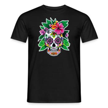 Sugar Skull Dia de los Muertos Tag der Toten #3 - Männer T-Shirt - Schwarz - Vorne - AI Model Male 178 light (178cm)