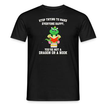 Drache Drache und Buch Drachenliebhaber Geschenk - Männer T-Shirt - Schwarz - Vorne - AI Model Male 178 light (178cm)