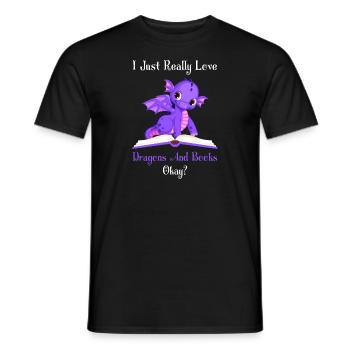 Drache Drache und Buch Drachenliebhaber Geschenk - Männer T-Shirt - Schwarz - Vorne - AI Model Male 178 light (178cm)