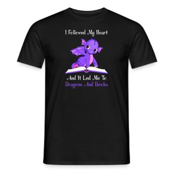 Drache Drache und Buch Drachenliebhaber Geschenk - Männer T-Shirt - Schwarz - Vorne - AI Model Male 178 light (178cm)