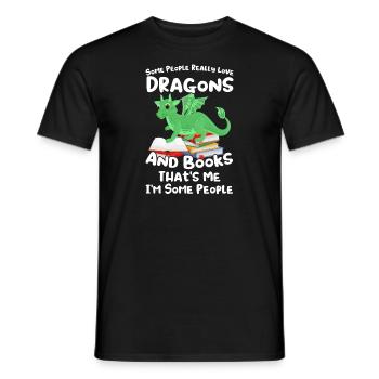 Drache Drache und Buch Drachenliebhaber Geschenk - Männer T-Shirt - Schwarz - Vorne - AI Model Male 178 light (178cm)