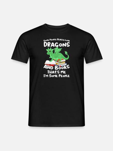 Drache Drache und Buch Drachenliebhaber Geschenk - Männer T-Shirt - Schwarz