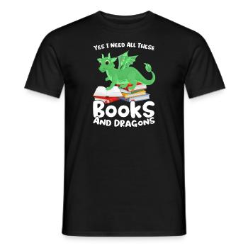 Drache Drache und Buch Drachenliebhaber Geschenk - Männer T-Shirt - Schwarz - Vorne - AI Model Male 178 light (178cm)
