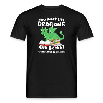 Drache Drache und Buch Drachenliebhaber Geschenk - Männer T-Shirt - Schwarz - Vorne - AI Model Male 178 light (178cm)