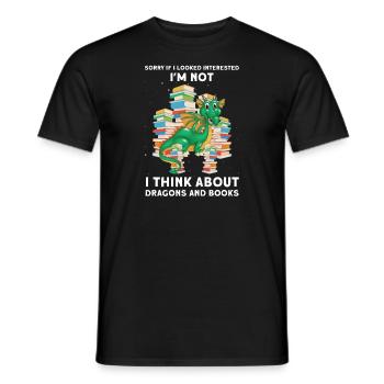 Drache Drache und Buch Drachenliebhaber Geschenk - Männer T-Shirt - Schwarz - Vorne - AI Model Male 178 light (178cm)
