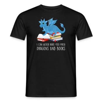 Drache Drache und Buch Drachenliebhaber Geschenk - Männer T-Shirt - Schwarz - Vorne - AI Model Male 178 light (178cm)