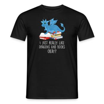 Drache Drache und Buch Drachenliebhaber Geschenk - Männer T-Shirt - Schwarz - Vorne - AI Model Male 178 light (178cm)