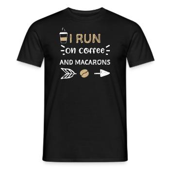 I Run On Coffee And Macarons - Männer T-Shirt - Schwarz - Vorne - AI Model Male 178 light (178cm)