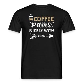 Le café se marie bien avec le silence - T-shirt homme - noir - Devant - AI Model Male 178 light (178cm)