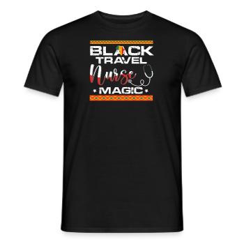 Womens Melanin African American Black Travel Nurse - Men's T-Shirt - black - Front - AI Model Male 178 light (178cm)