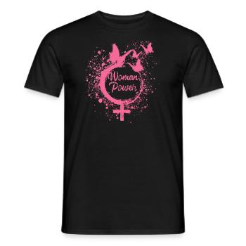 woman power,freiheit,schmetterlinge,frauen,pink - Männer T-Shirt - Schwarz - Vorne - AI Model Male 178 light (178cm)