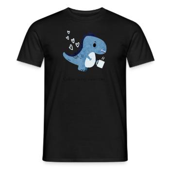 Dino:Coffee is my valentine - Männer T-Shirt - Schwarz - Vorne - AI Model Male 178 light (178cm)