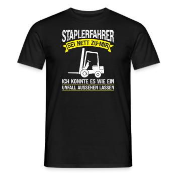 Staplerfahrer Beruf Gabelstapler Geschenk - Männer T-Shirt - Schwarz - Vorne - AI Model Male 178 light (178cm)