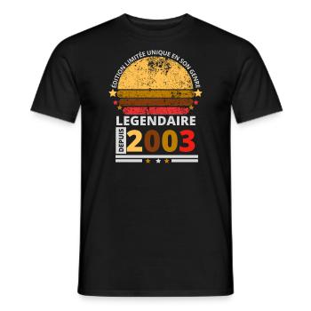 Légendaire depuis 2003 - T-shirt homme - noir - Devant - AI Model Male 178 light (178cm)