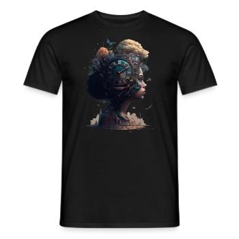 Zeit - Männer T-Shirt - Schwarz - Vorne - AI Model Male 178 light (178cm)