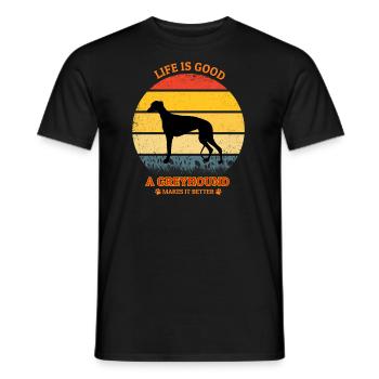 Life Is Good A Greyhound Makes It Better - Männer T-Shirt - Schwarz - Vorne - AI Model Male 178 light (178cm)