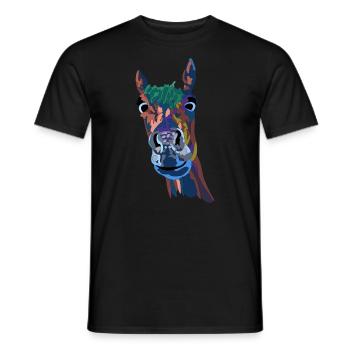 Cheval Tête de cheval Cavalier - T-shirt homme - noir - Devant - AI Model Male 178 light (178cm)