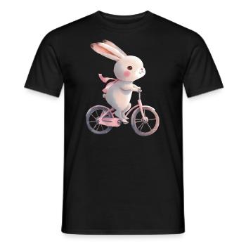 Niedlicher Hase fährt Fahrrad - Männer T-Shirt - Schwarz - Vorne - AI Model Male 178 light (178cm)
