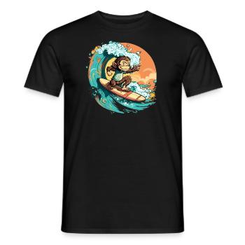 Aloha Monkey: Riding Waves of Happiness Print - Men's T-Shirt - black - Front - AI Model Male 178 light (178cm)