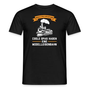 Dampflokomotive Opa Modelleisenbahn Geschenk - Männer T-Shirt - Schwarz - Vorne - AI Model Male 178 light (178cm)