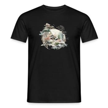 Paysage hivernal style japonais - T-shirt homme - noir - Devant - AI Model Male 178 light (178cm)