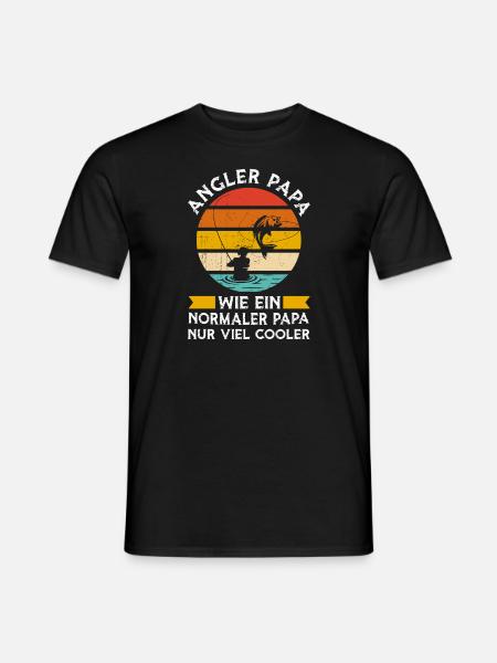 Angler Papa Fischer Geschenk - Männer T-Shirt - Schwarz
