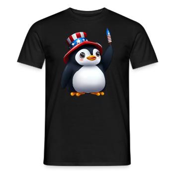 Patriotischer Pinguin für den 4. Juli - Männer T-Shirt - Schwarz - Vorne - AI Model Male 178 light (178cm)