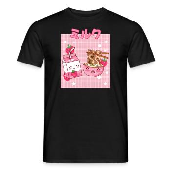 Cottagecore Ästhetisch Otaku Anime Japanisch Milch - Männer T-Shirt - Schwarz - Vorne - AI Model Male 178 light (178cm)