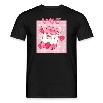 Cottagecore Ästhetisch Otaku Anime Japanisch Milch - Männer T-Shirt - Schwarz - Vorne - AI Model Male 178 light (178cm)