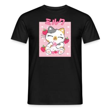 Cottagecore Ästhetisch Otaku Anime Japanisch Milch - Männer T-Shirt - Schwarz - Vorne - AI Model Male 178 light (178cm)