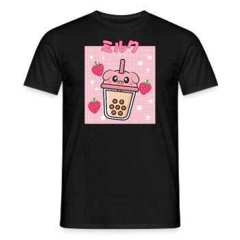 Cottagecore Erdbeermilch Otaku Anime Japanischer M - Männer T-Shirt - Schwarz - Vorne - AI Model Male 178 light (178cm)