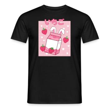 Cottagecore Erdbeermilch Otaku Anime Japanischer M - Männer T-Shirt - Schwarz - Vorne - AI Model Male 178 light (178cm)