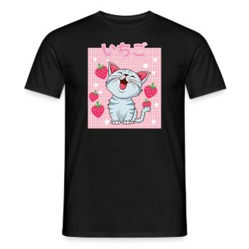 Cottagecore Erdbeermilch Otaku Anime Japanischer M - Männer T-Shirt - Schwarz - Vorne - AI Model Male 178 light (178cm)