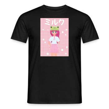 Cottagecore Erdbeermilch Otaku Anime Japanischer M - Männer T-Shirt - Schwarz - Vorne - AI Model Male 178 light (178cm)