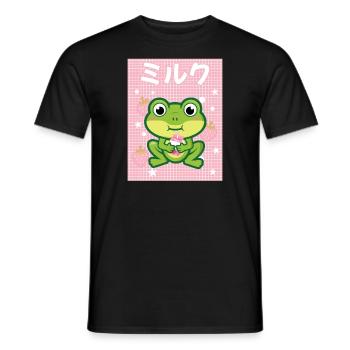 Cottagecore Erdbeermilch Otaku Anime Japanischer M - Männer T-Shirt - Schwarz - Vorne - AI Model Male 178 light (178cm)