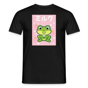 Cottagecore Erdbeermilch Otaku Anime Japanischer M - Männer T-Shirt - Schwarz - Vorne - AI Model Male 178 light (178cm)