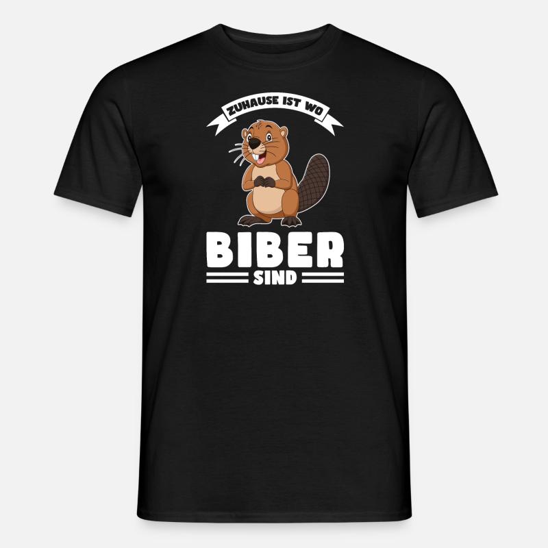 Tiere Bieber Biebern Geschenk - Männer T-Shirt - Schwarz