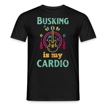 Busking ist mein Cardio-Gitarrist Lustiger Gitarrist - Männer T-Shirt - Schwarz - Vorne - AI Model Male 178 light (178cm)