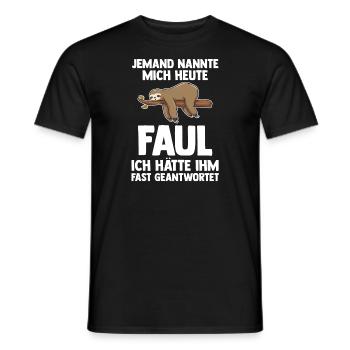 Faultier Faul Faule Geschenk - Männer T-Shirt - Schwarz - Vorne - AI Model Male 178 light (178cm)
