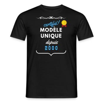 certifié modèle unique depuis 2000 - T-shirt homme - noir - Devant - AI Model Male 178 light (178cm)