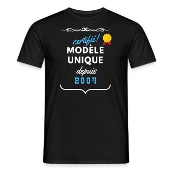 certifié modèle unique depuis 2004 - T-shirt homme - noir - Devant - AI Model Male 178 light (178cm)