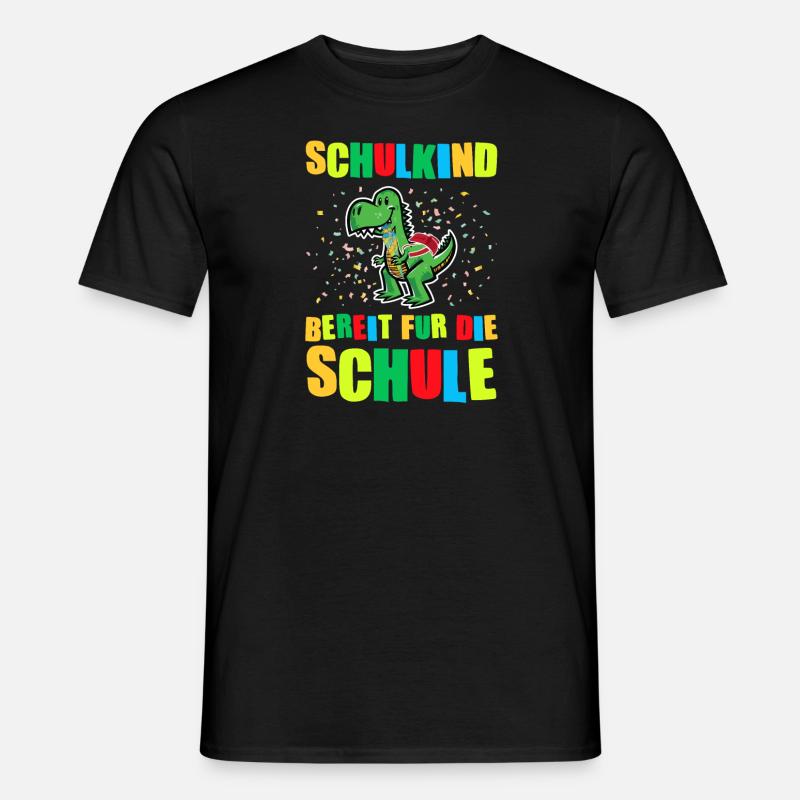 Schulkind Dino Schulanfänger Geschenk - Männer T-Shirt - Schwarz